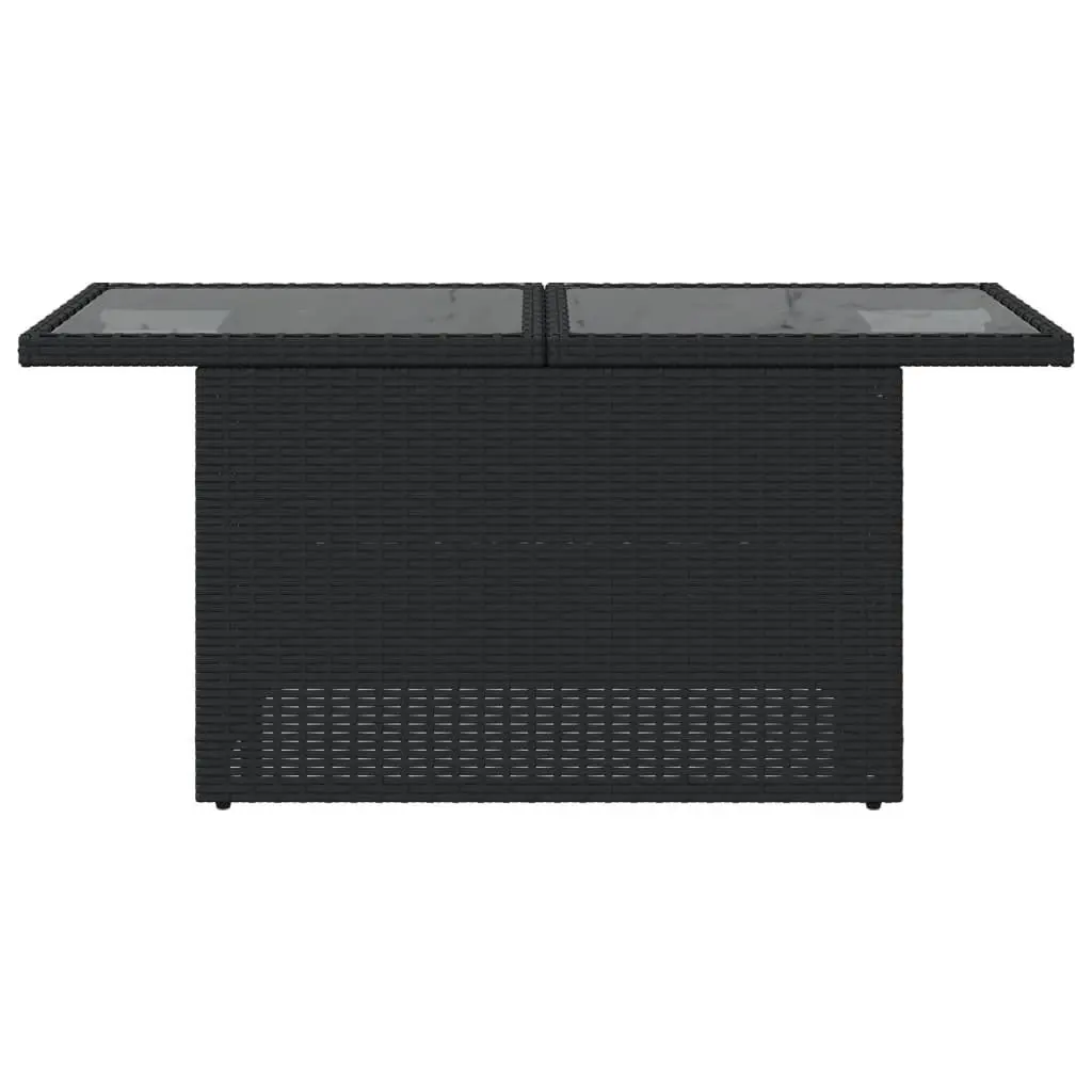 Garden Table with Adjustable Glass Top Black Outdoor Furniture Patio Dining