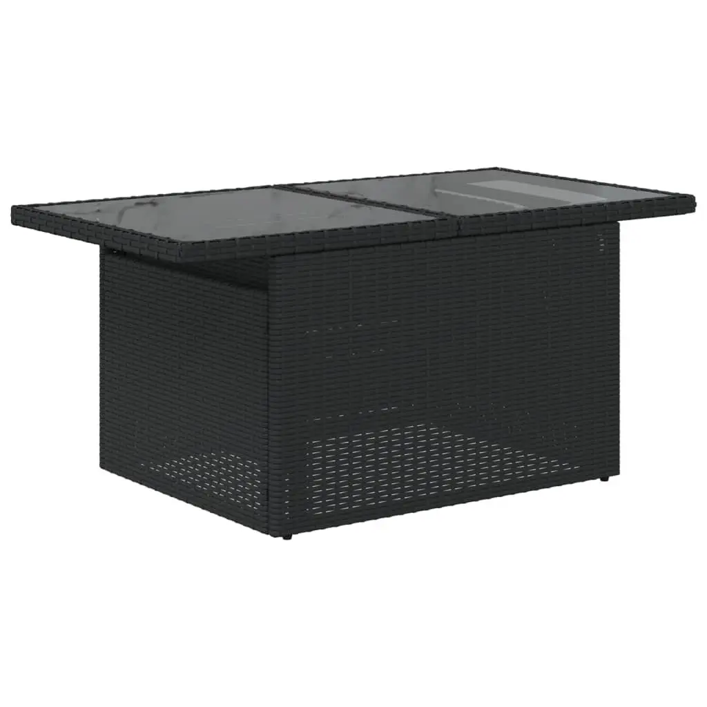 Garden Table with Adjustable Glass Top Black Outdoor Furniture Patio Dining