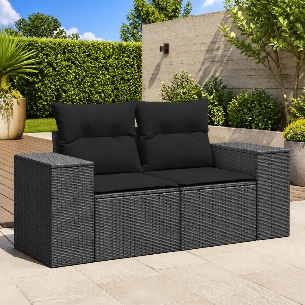Outdoor Garden Sofa 2-Seater Patio Lounge Seat Black
