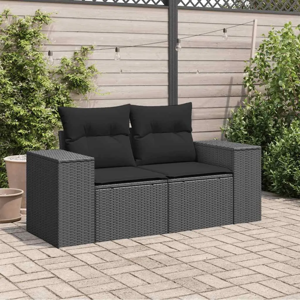Outdoor Garden Sofa 2-Seater Patio Lounge Seat Black