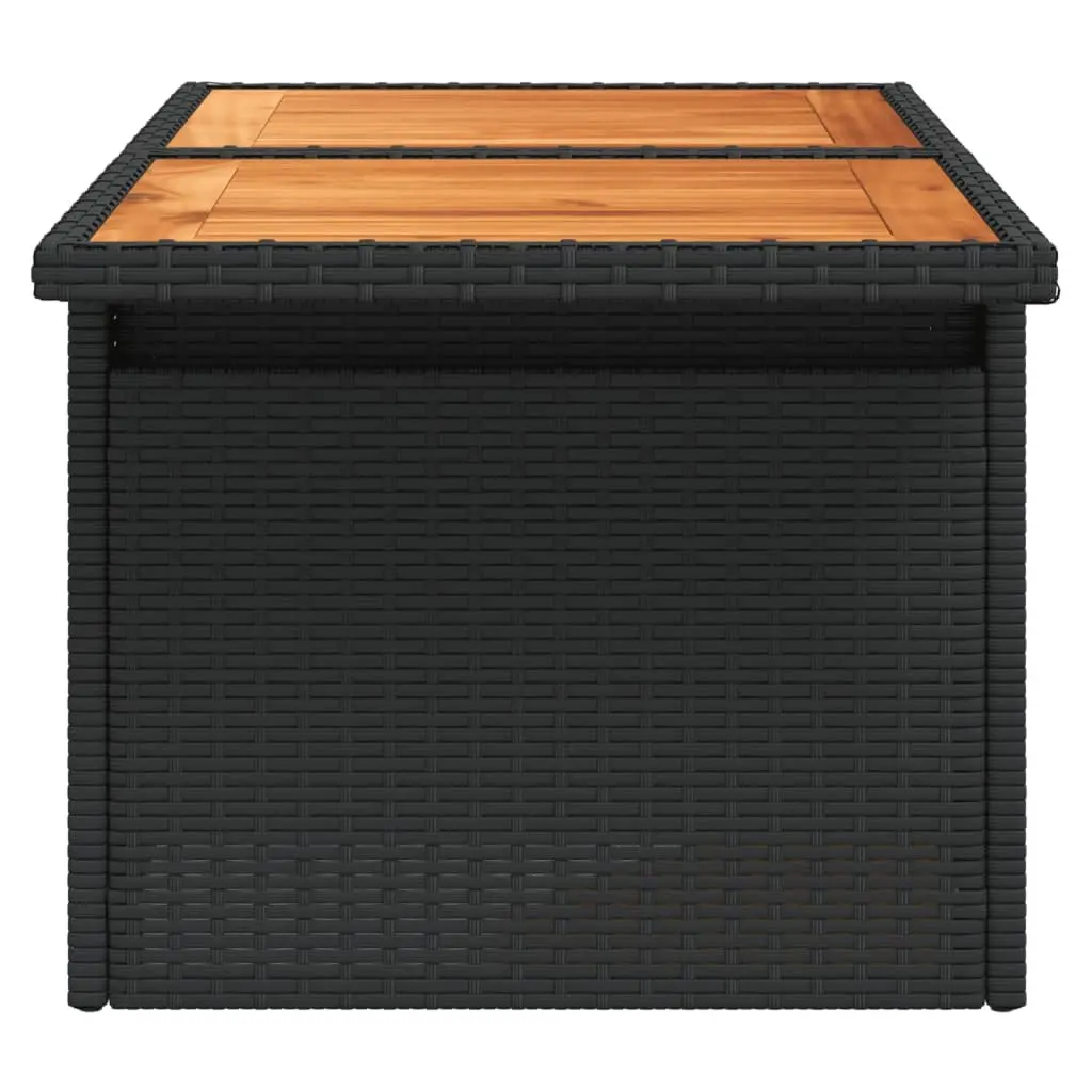 Garden Table Adjustable Top Outdoor Furniture Black Poly Rattan Acacia Wood 100 x 55 x 73 cm