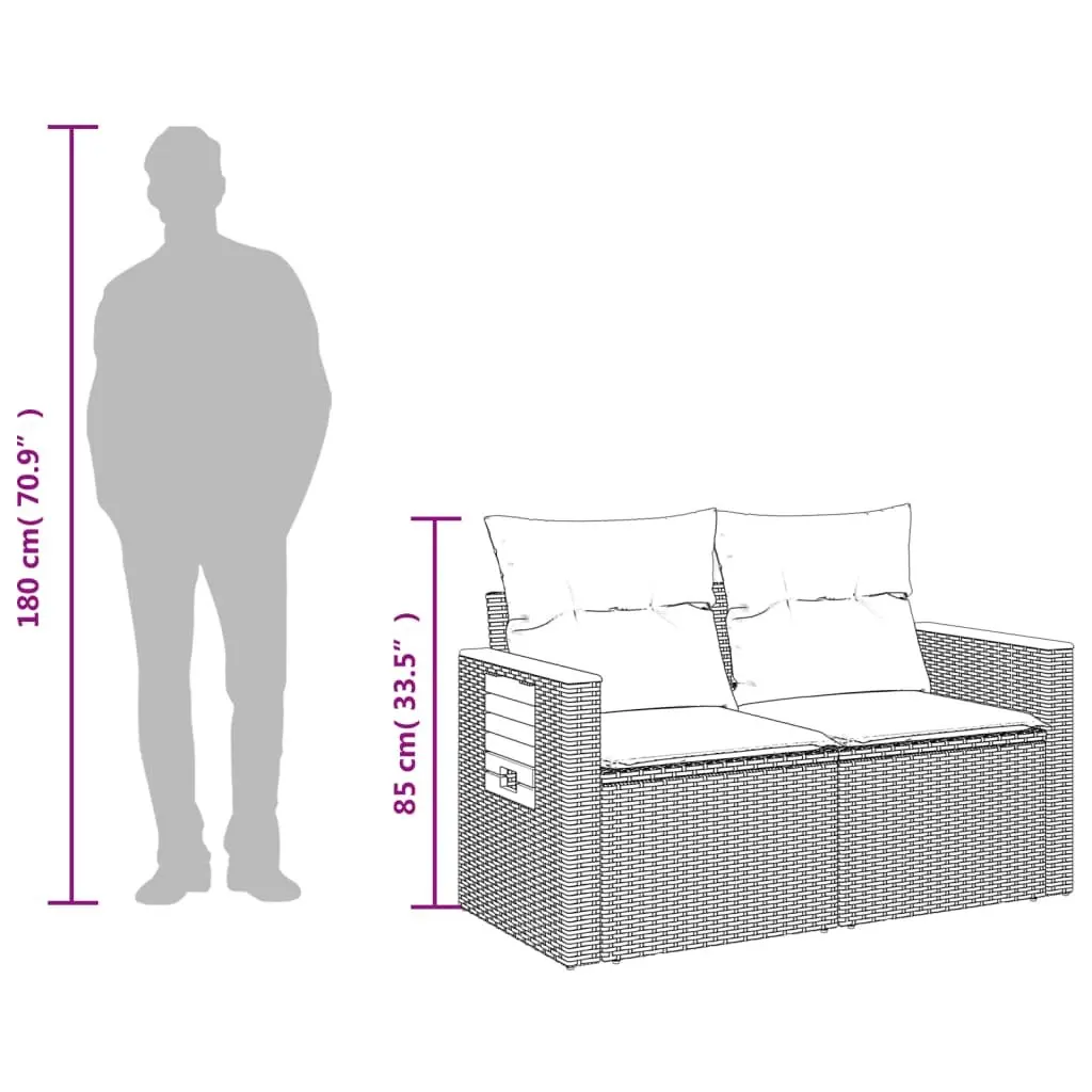 2-Seater Outdoor Sofa with Cushions