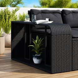 Reliable Black Outdoor Rattan Storage Shelves - 2 Piece Set