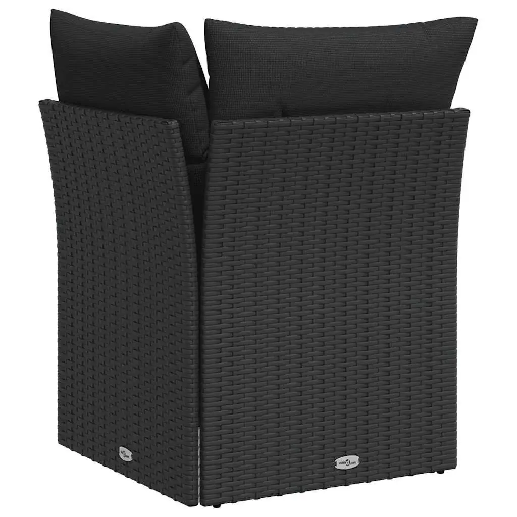 Modular Corner Sofa Outdoor Seating Black PE Poly Rattan with Cushions