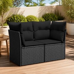Practical 2-Seater Sofa with Cushions for Outdoors