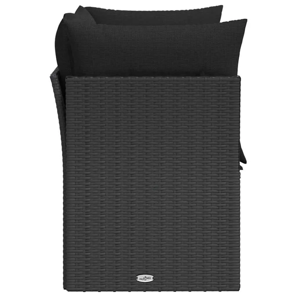 Outdoor Garden Sofa 2-Seater Cushions Black PE Rattan