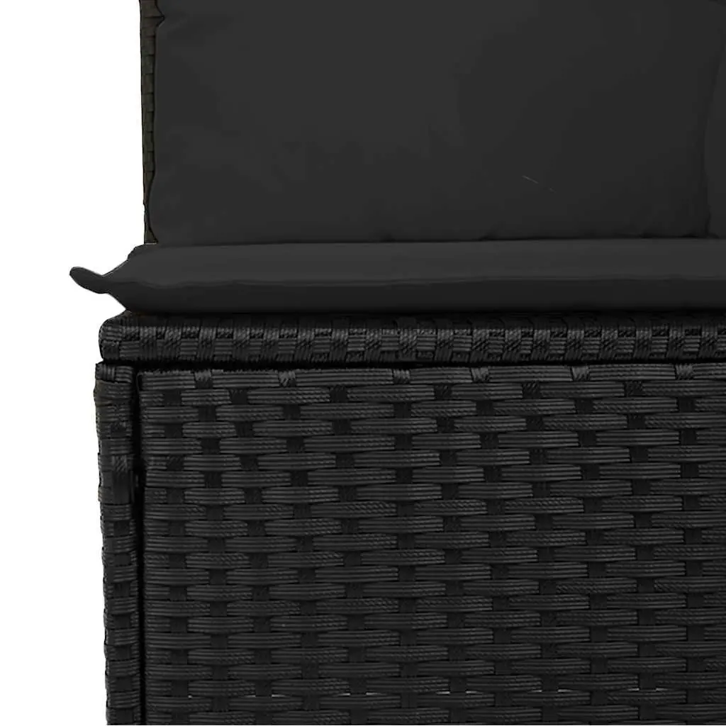 Outdoor Garden Sofa 2-Seater Cushions Black PE Rattan