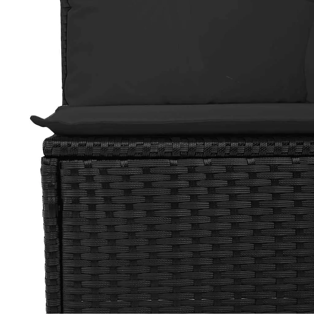 3-Seater Garden Sofa with Cushions Outdoor Patio Furniture Storage Black Rattan