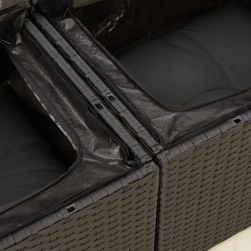 Outdoor Garden Sofa 2-Seater Black Poly Rattan with Cushions