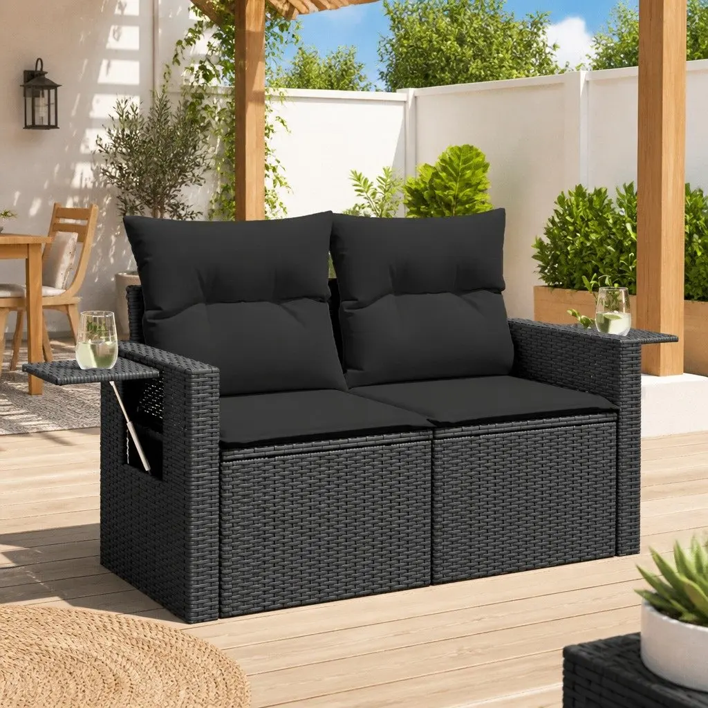 Black Rattan Garden Sofa