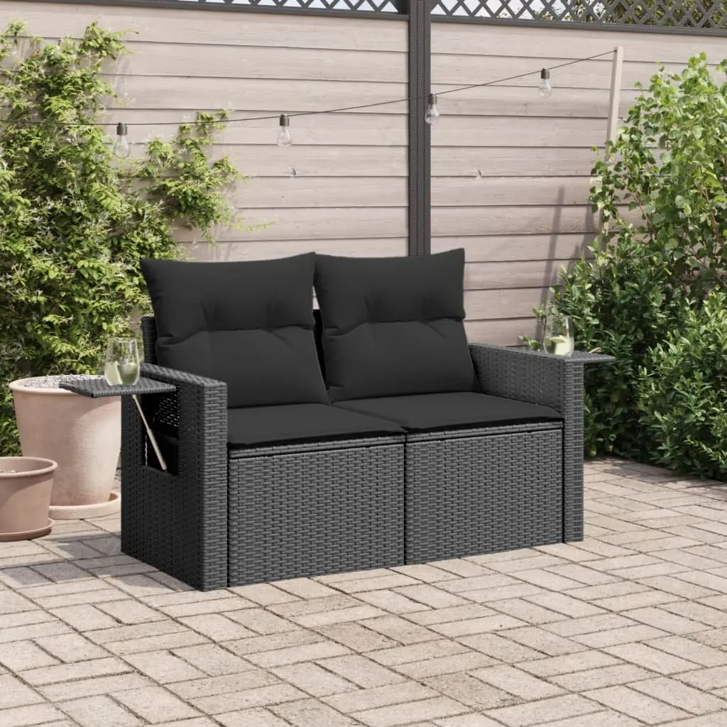 Black Rattan Garden Sofa