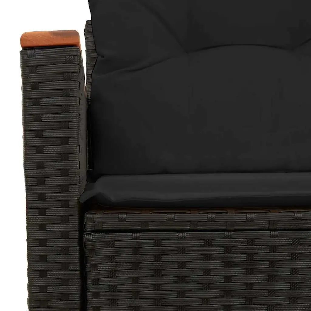 2-Seater Outdoor Garden Sofa with Storage Cushions Black Poly Rattan Patio