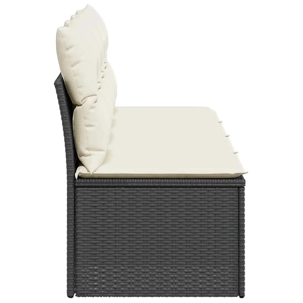 4-Seater Garden Sofa Outdoor Lounge Black Rattan with Cushions