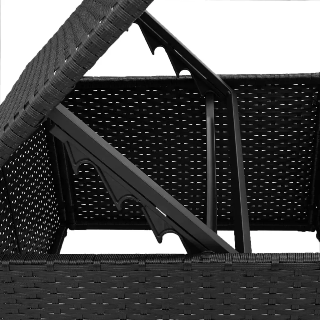 Garden Stool Storage Cushioned Seat Outdoor Furniture 55 x 55 x 37 cm Black Poly Rattan