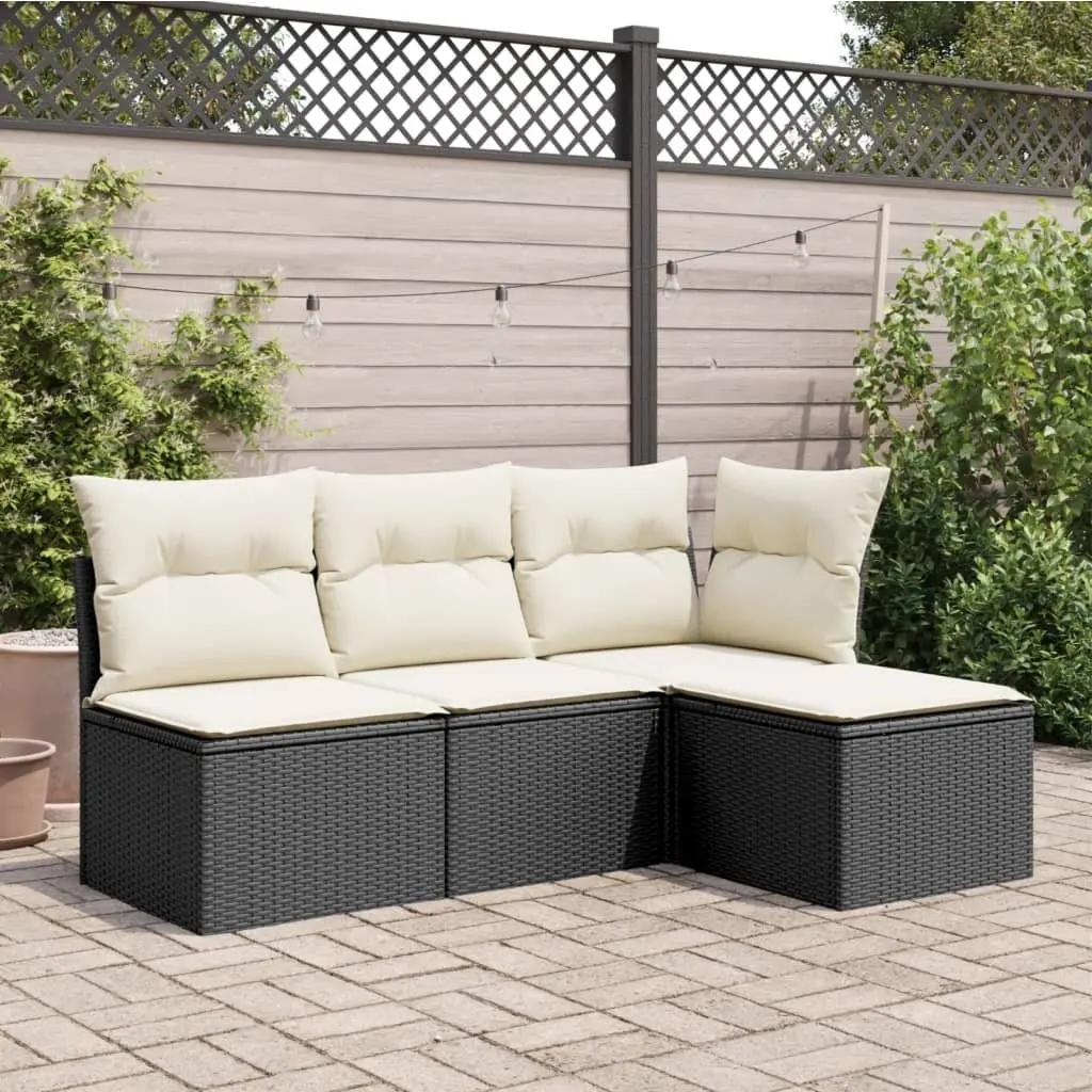 Garden Stool with Storage Cushion Outdoor Furniture 55x55x37cm Black Poly Rattan