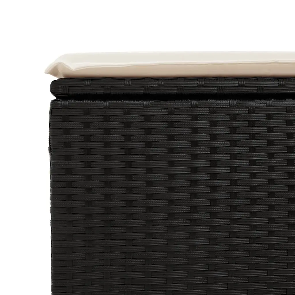 Garden Stool with Storage Cushion Outdoor Furniture 55x55x37cm Black Poly Rattan