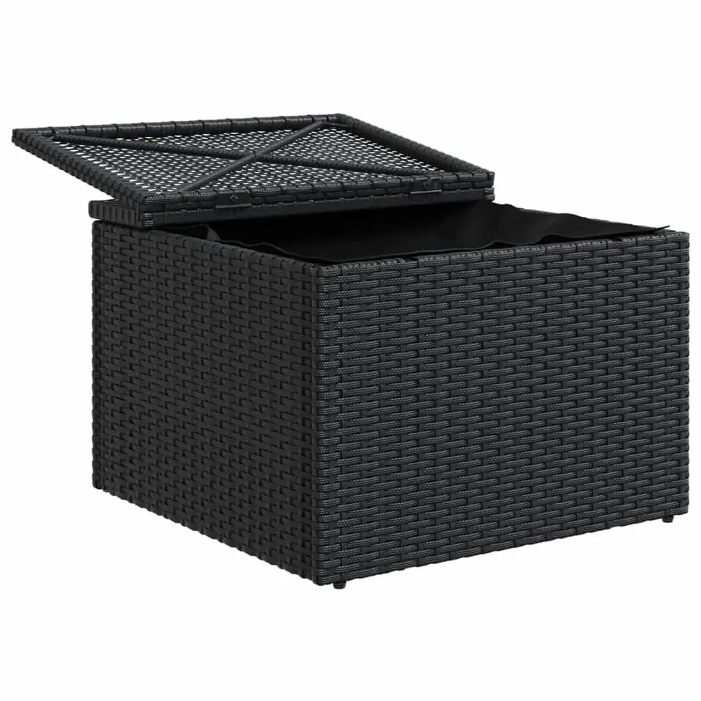 Garden Stool with Storage Cushion Outdoor Furniture 55x55x37cm Black Poly Rattan