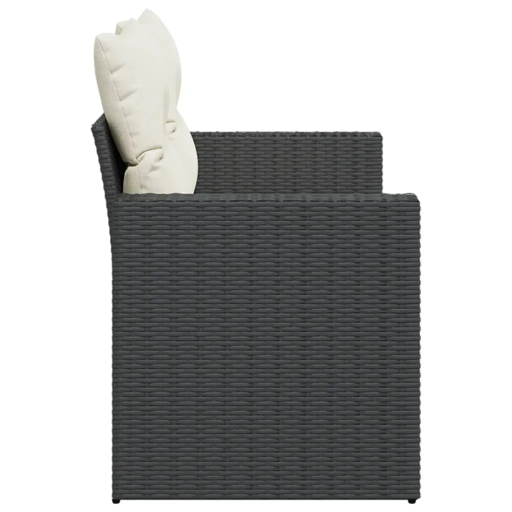 2-Seater Garden Sofa Outdoor Relaxation Black PE Rattan with Cushions