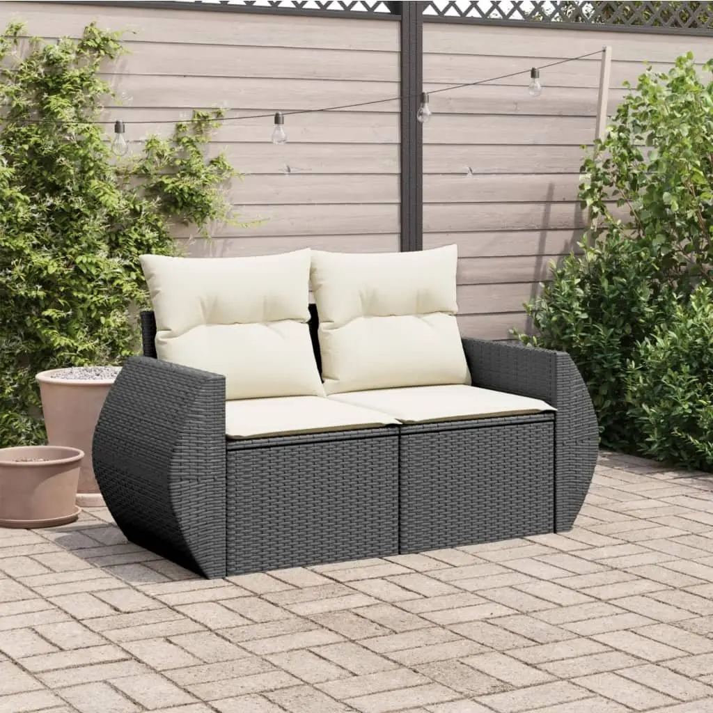 2-Seater Garden Sofa Outdoor Lounger Patio Seating with Removable Cushions Black