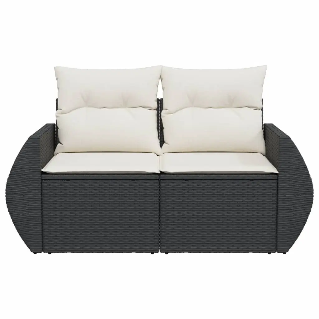 2-Seater Garden Sofa Outdoor Lounger Patio Seating with Removable Cushions Black