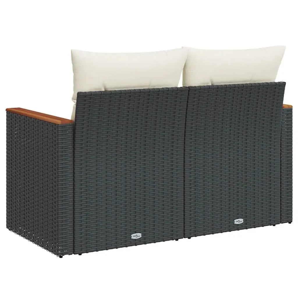 2-Seater Garden Sofa Outdoor Patio Furniture Black Poly Rattan