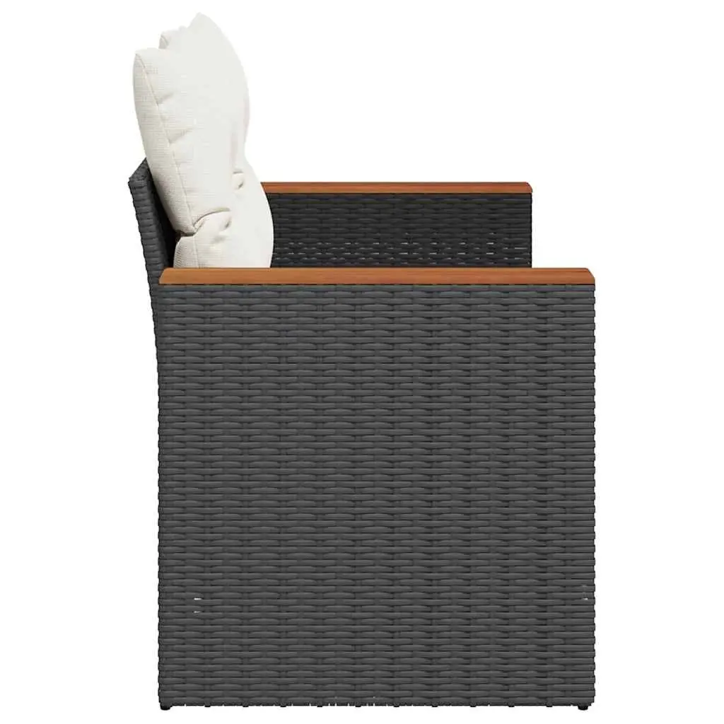 2-Seater Garden Sofa Outdoor Patio Furniture Black Poly Rattan