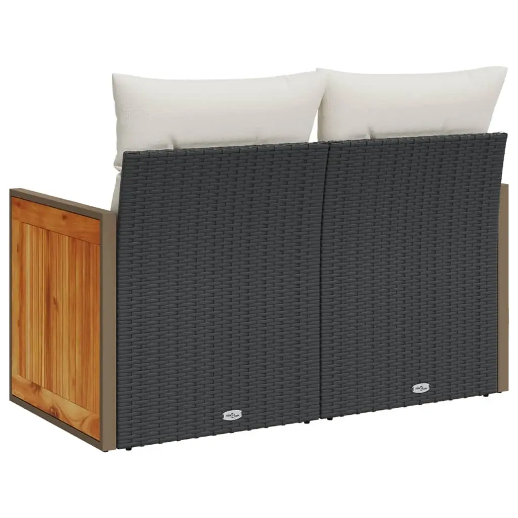 2-Seater Garden Sofa Outdoor Relaxation Black Rattan