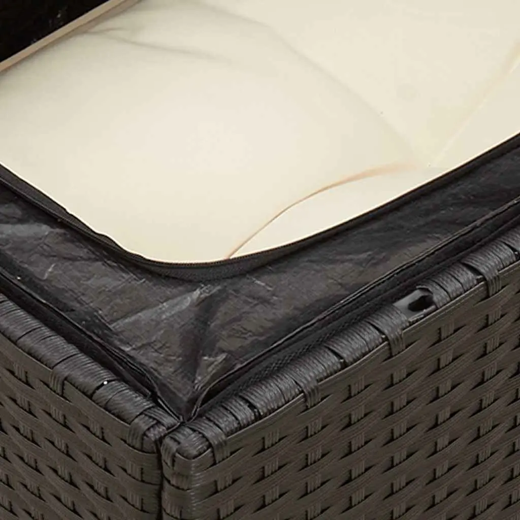 2-Seater Garden Sofa Outdoor Lounge Seat Black Rattan with Cushions and Storage