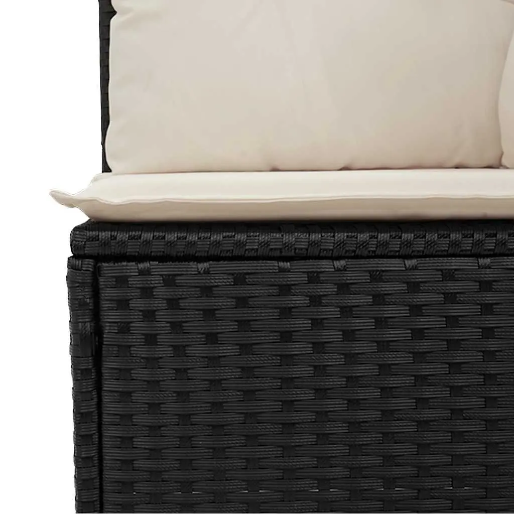 3-Seater Outdoor Garden Sofa with Storage Cushions Modular Patio Seating Black