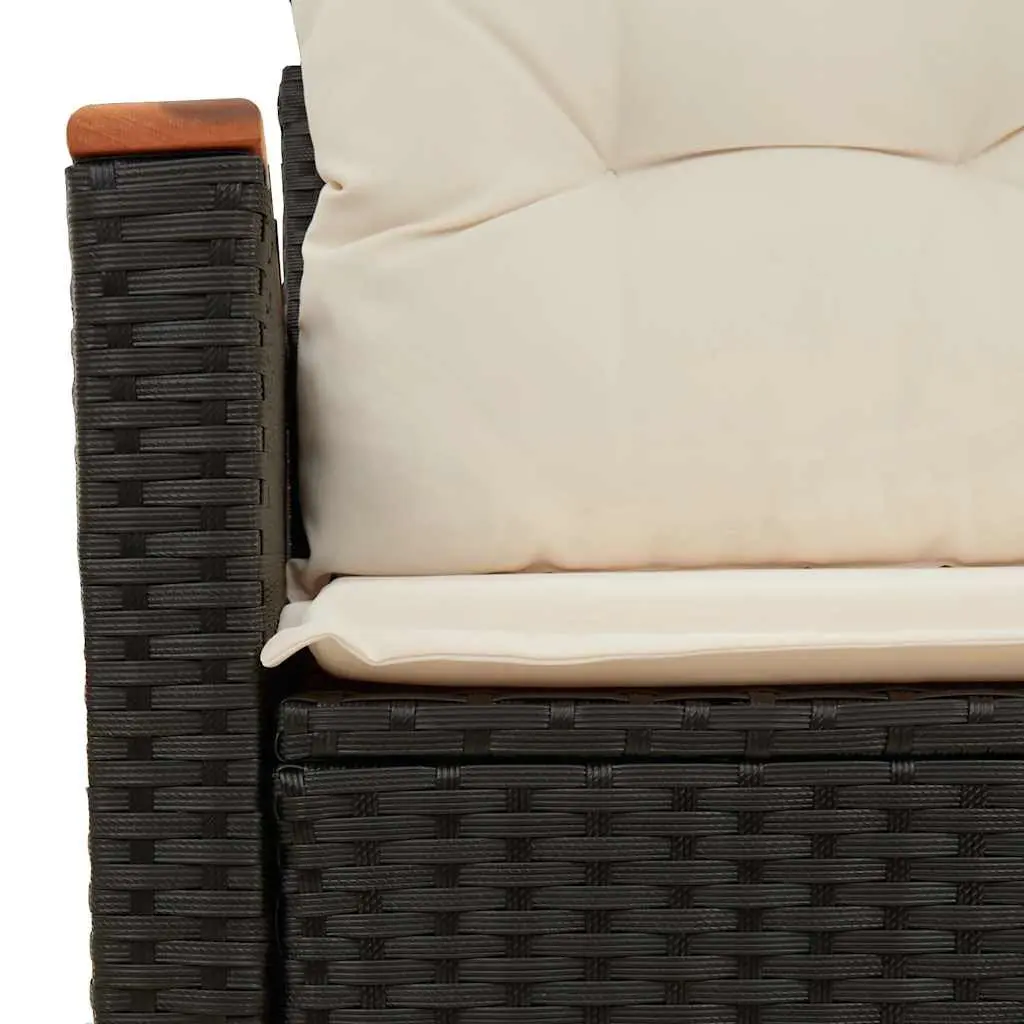 Modular Black Poly Rattan Outdoor Sofa for 2 People with Storage Cushions