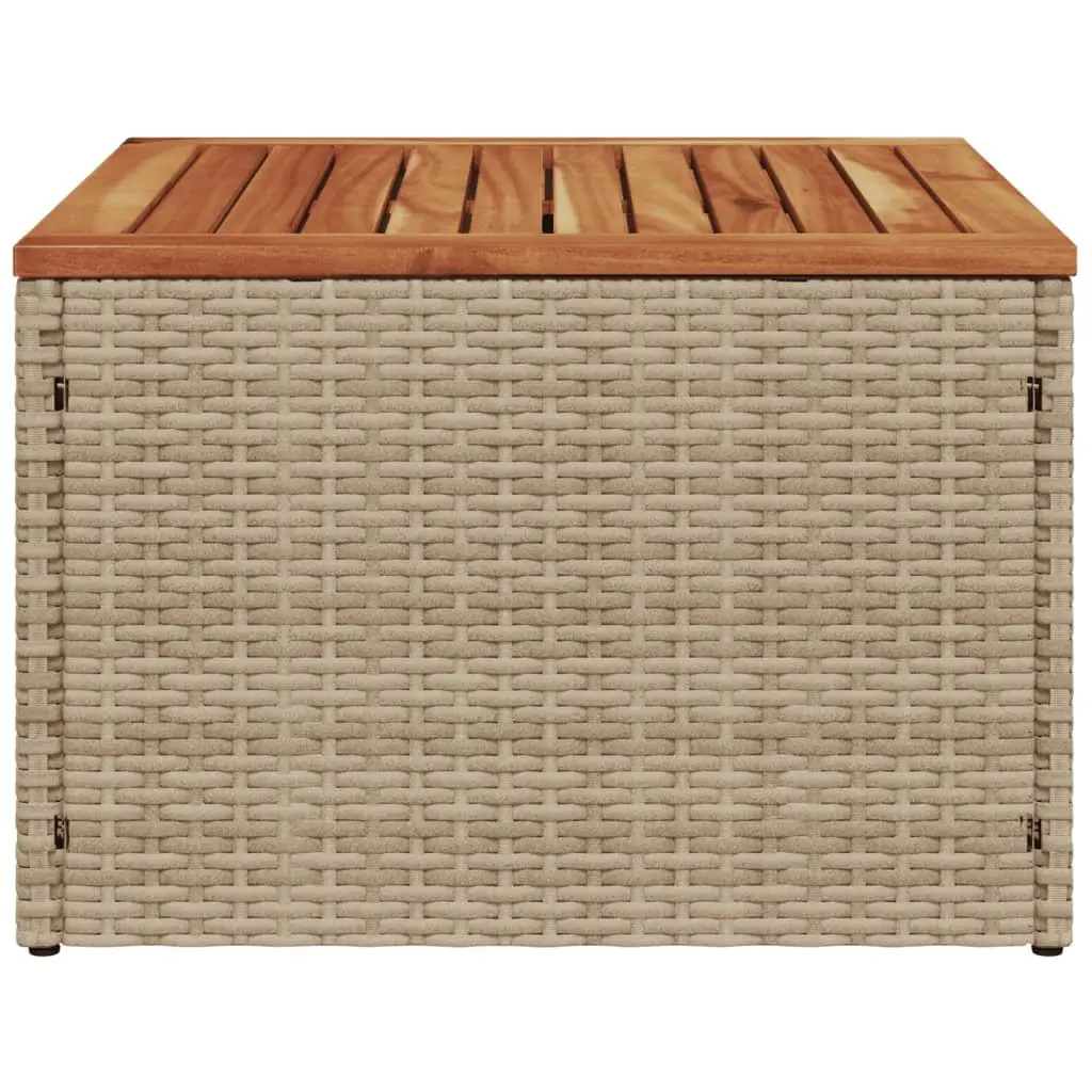Outdoor Furniture Table Poly Rattan Acacia Wood Top Beige 55cm x 55cm x 37cm