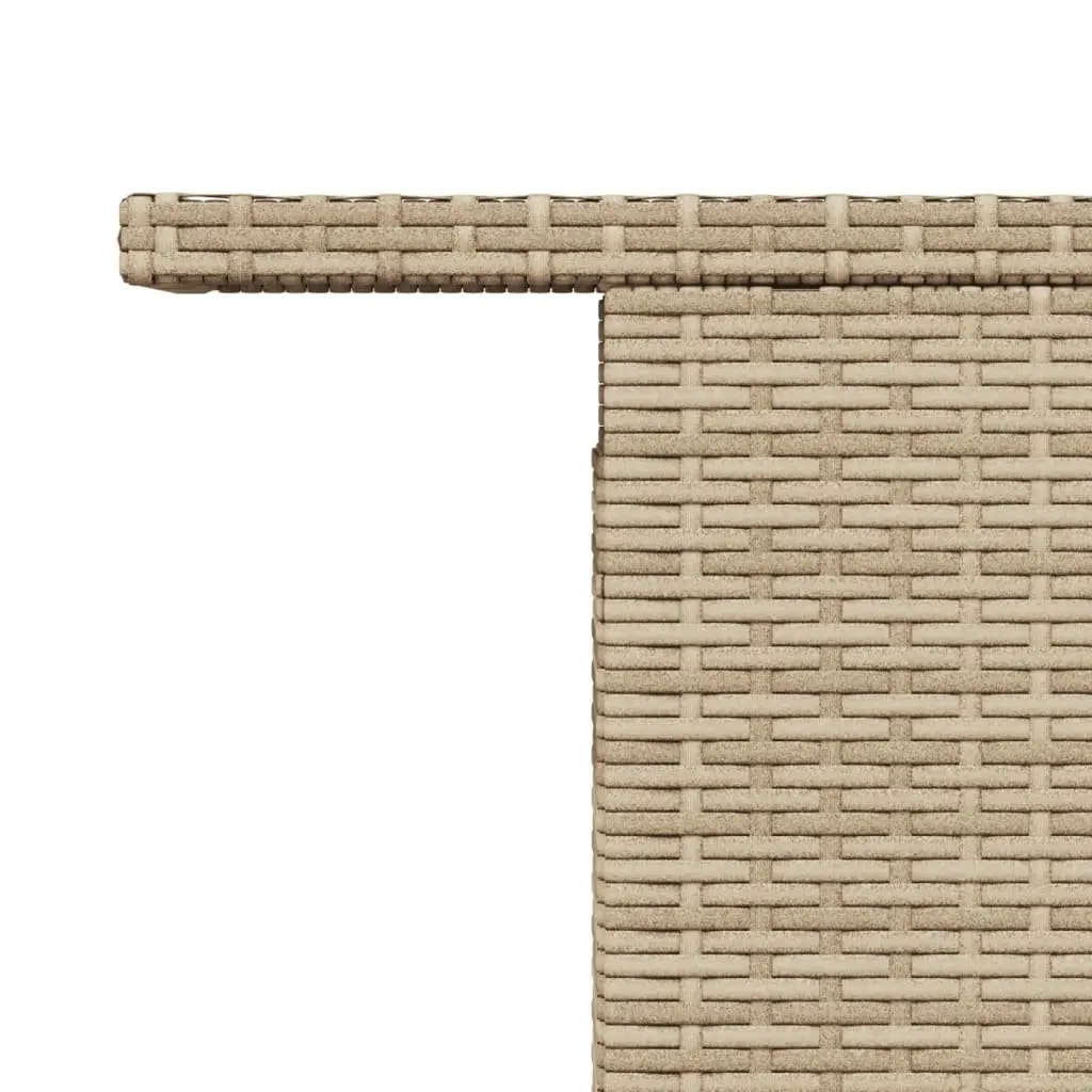 Garden Table Beige Adjustable Outdoor Furniture Acacia Wood PE Rattan Patio Dining