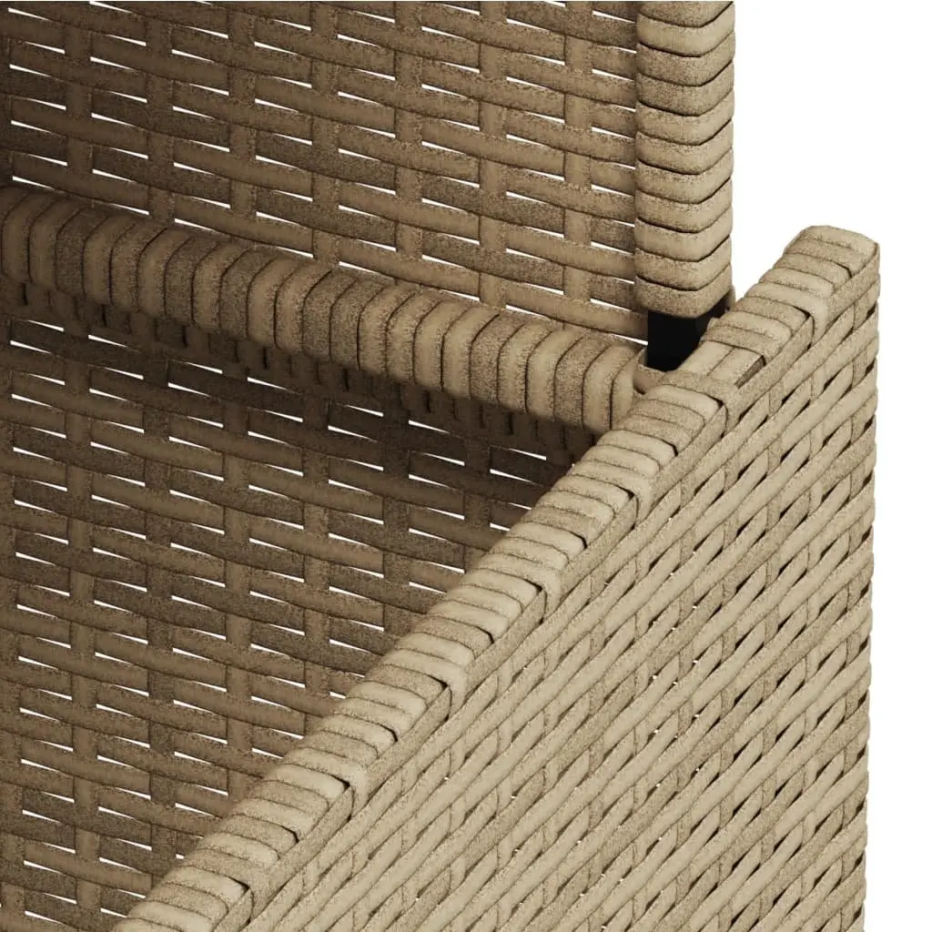 Garden Table Beige Adjustable Outdoor Furniture Acacia Wood PE Rattan Patio Dining