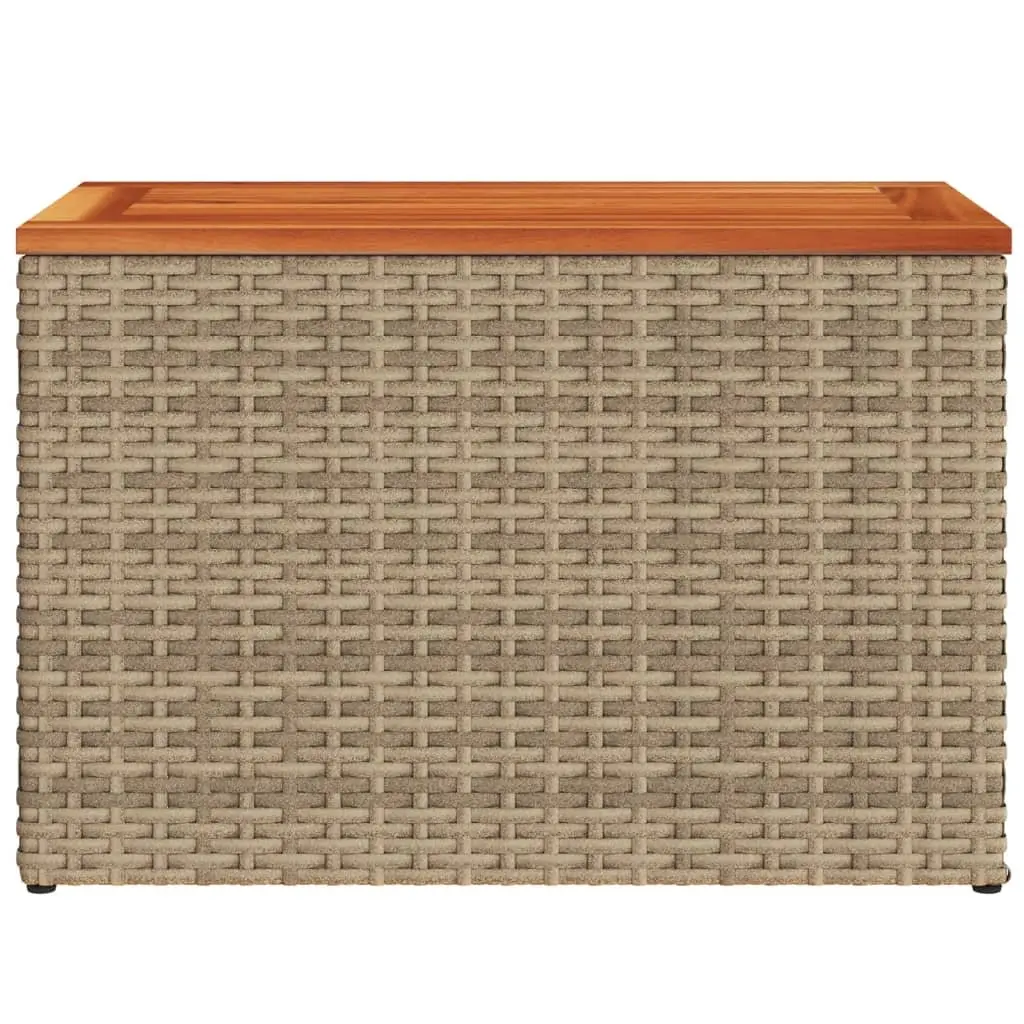 Outdoor Side Tables 2 pcs Beige PE Rattan Wood Top Garden Patio Furniture