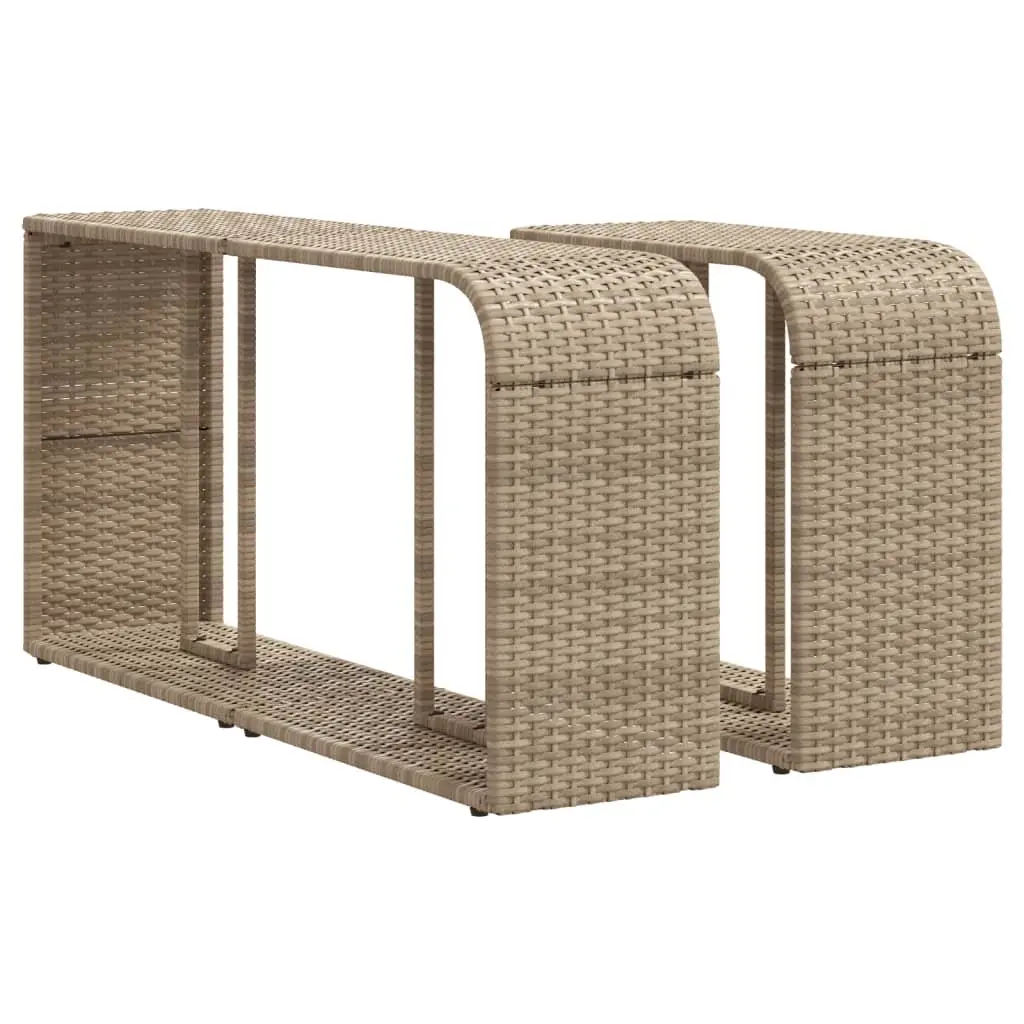 Storage Shelves Outdoor Organiser 2 Piece Beige Rattan