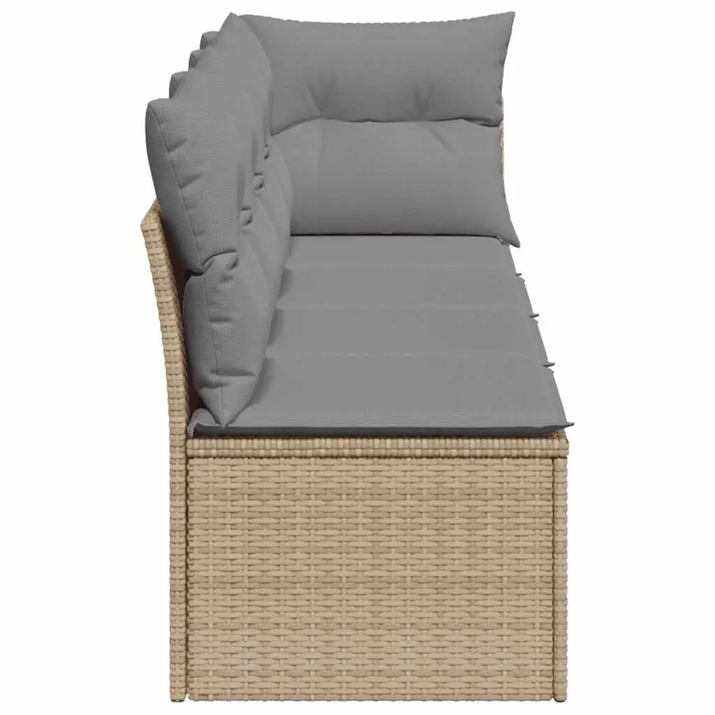 Outdoor Sofa 4-Seater Garden Furniture Set Beige Rattan Patio Lounge