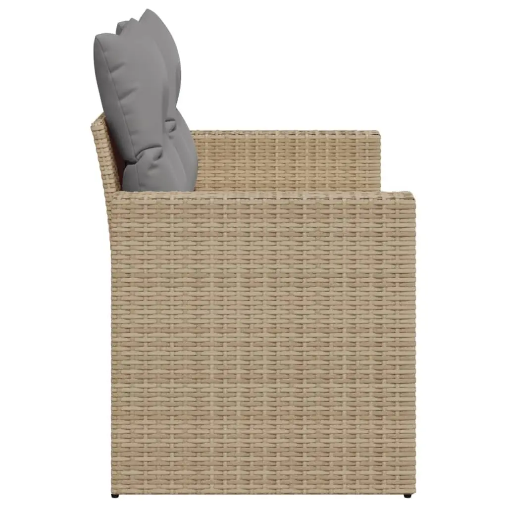 2-Seater Garden Sofa Outdoor Seating Beige PE Rattan with Cushions