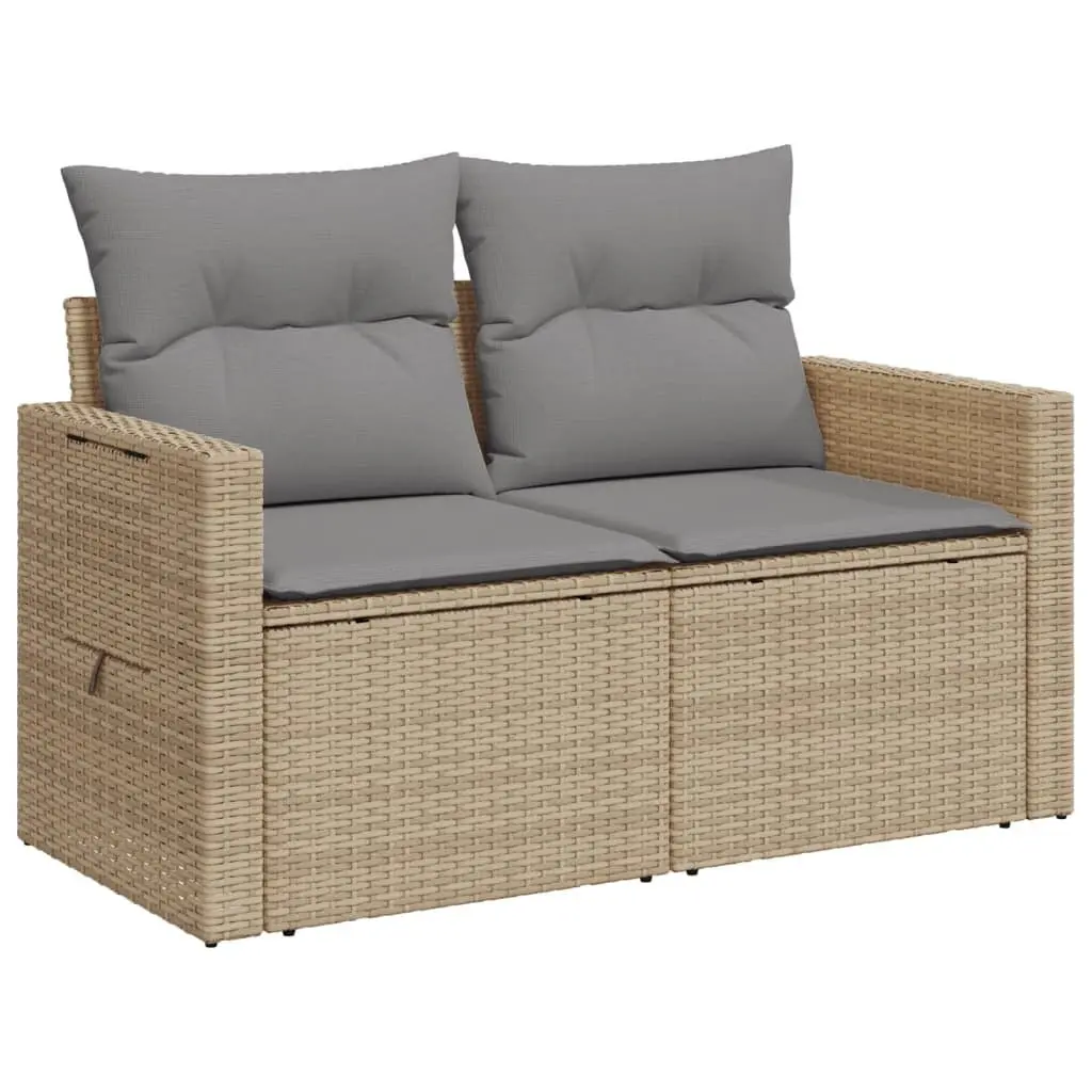 2-Seater Garden Sofa with Cushions and Side Table