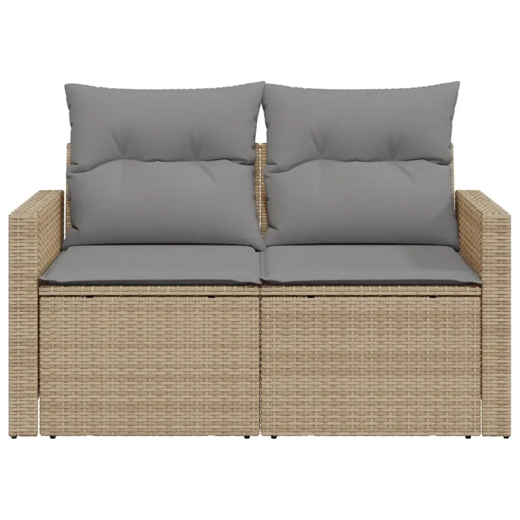 2-Seater Garden Sofa with Cushions and Side Table