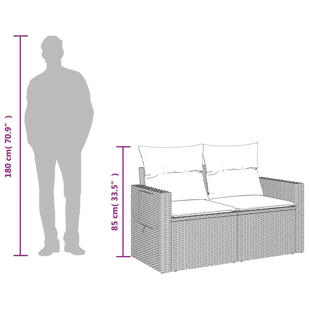 2-Seater Garden Sofa with Cushions and Side Table