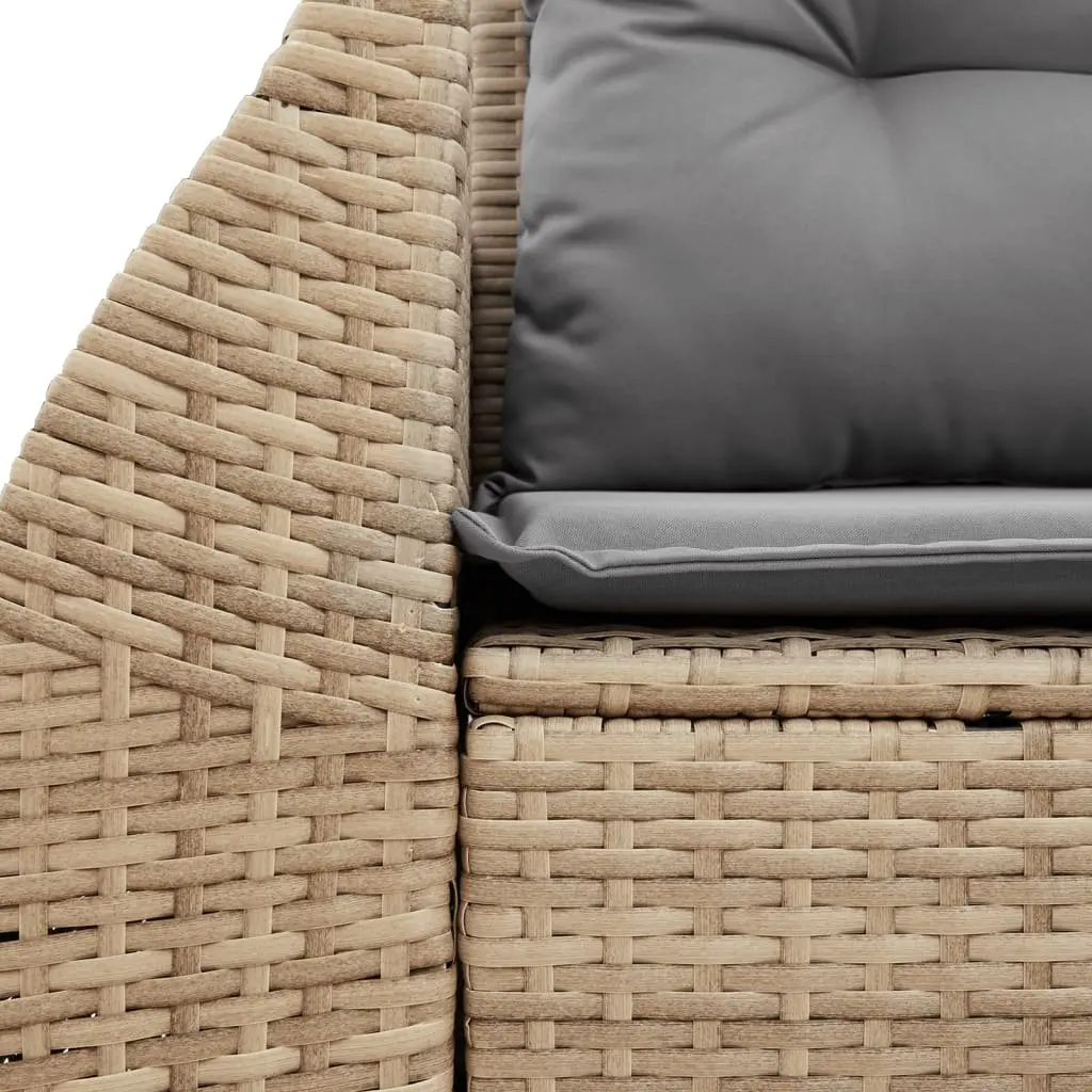 2-Seater Garden Sofa Outdoor Patio Furniture Beige Rattan Seating with Cushions