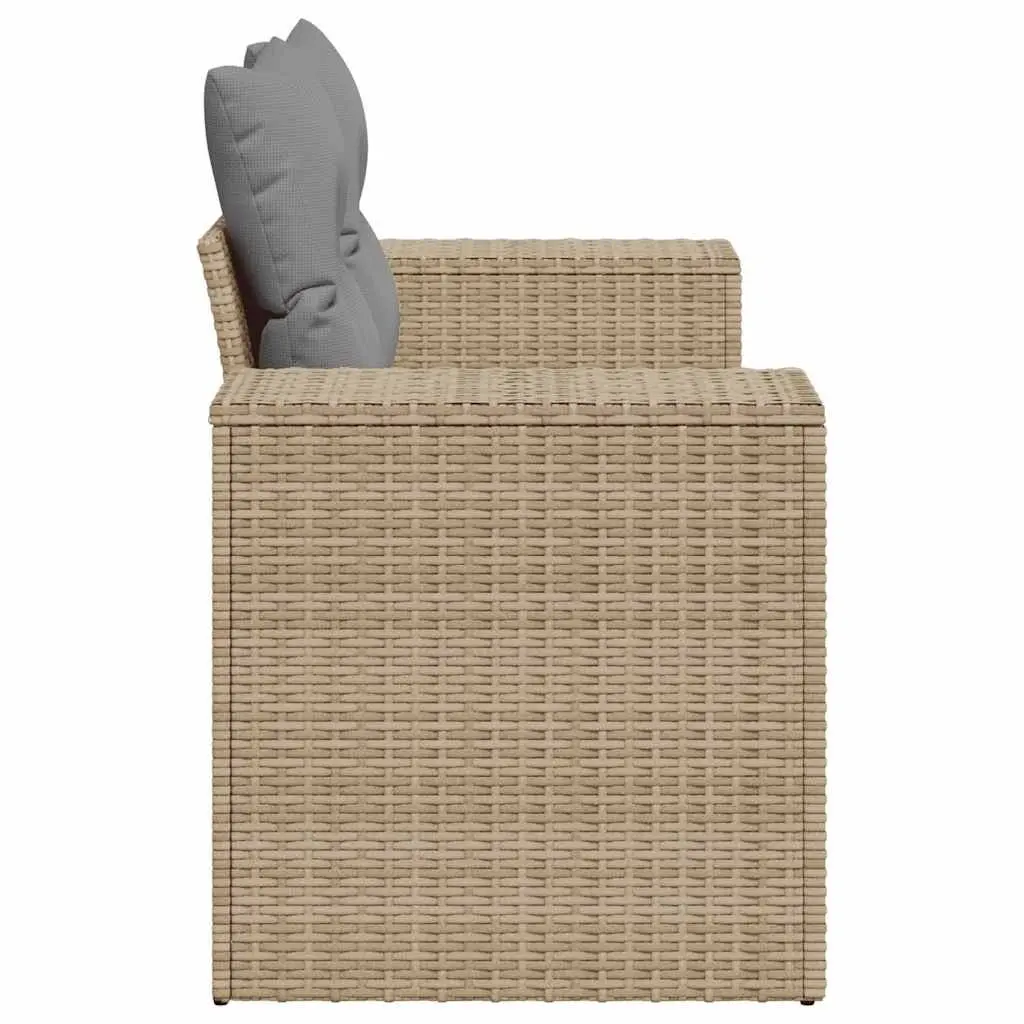 2-Seater Garden Sofa Outdoor Patio Furniture Beige Poly Rattan