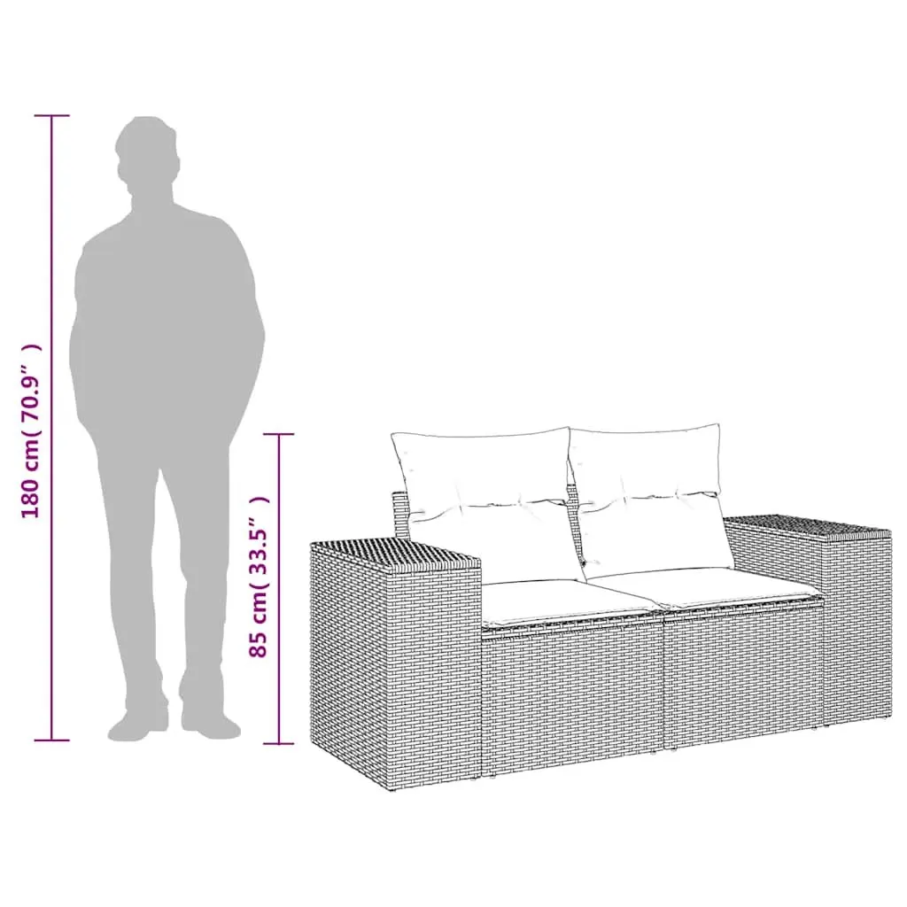 2-Seater Garden Sofa Outdoor Patio Furniture Beige Poly Rattan