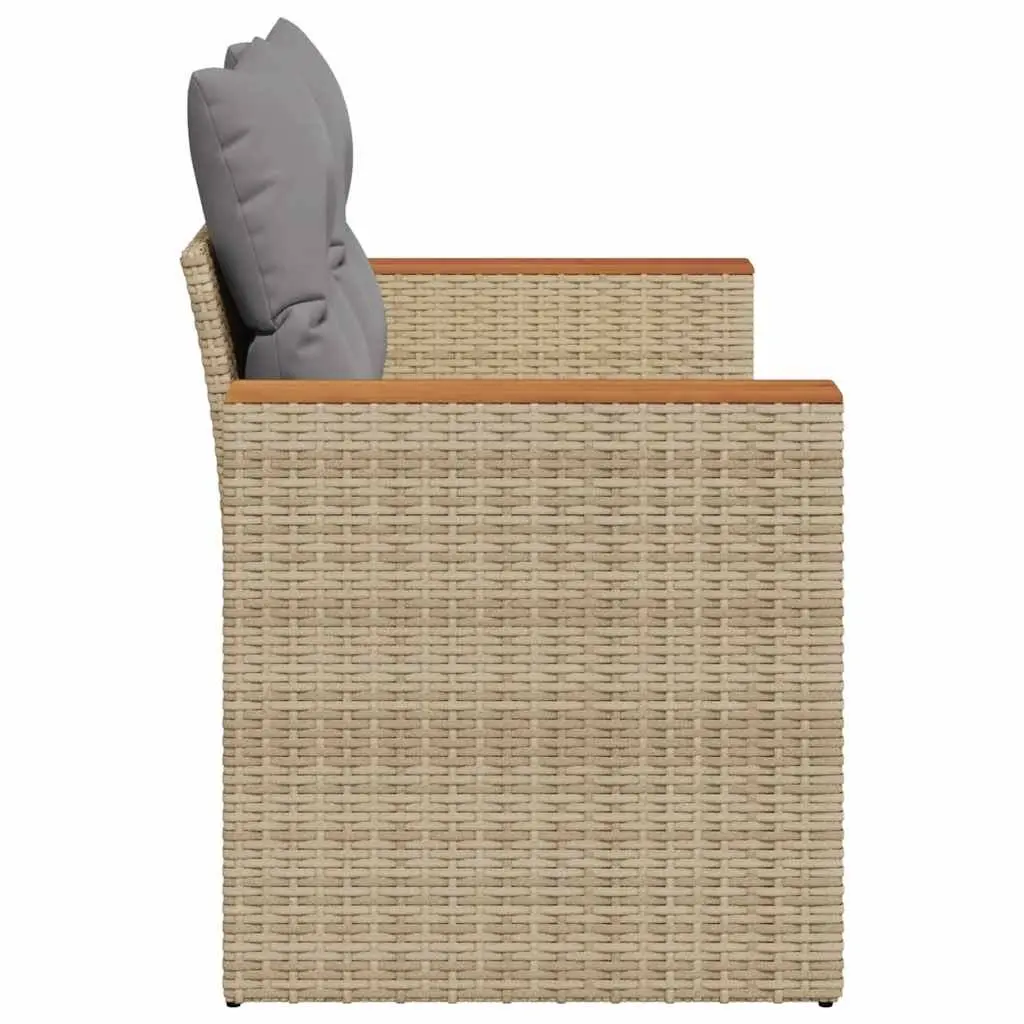 Outdoor Garden Sofa 2-Seater Beige PE Rattan with Cushions