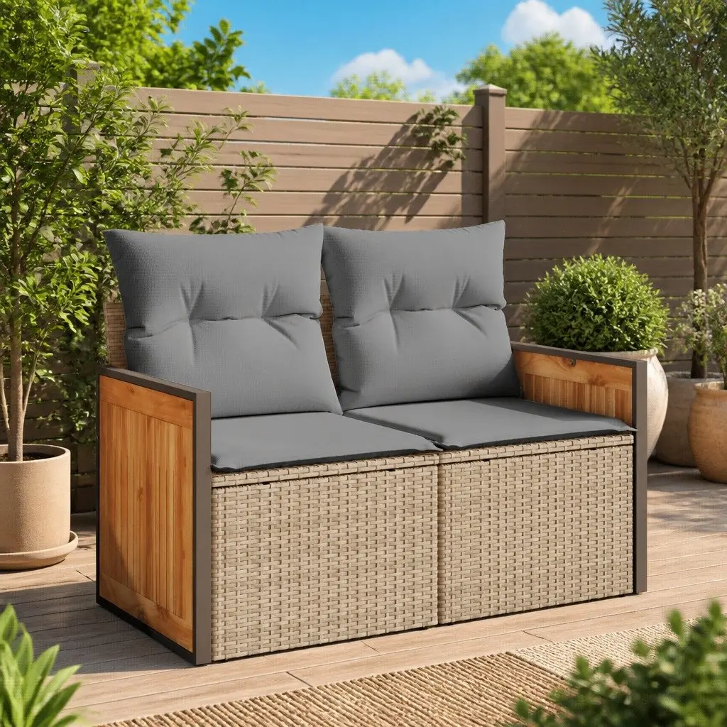 Garden Sofa 2-Seater Outdoor Seating Modular Patio Furniture Beige