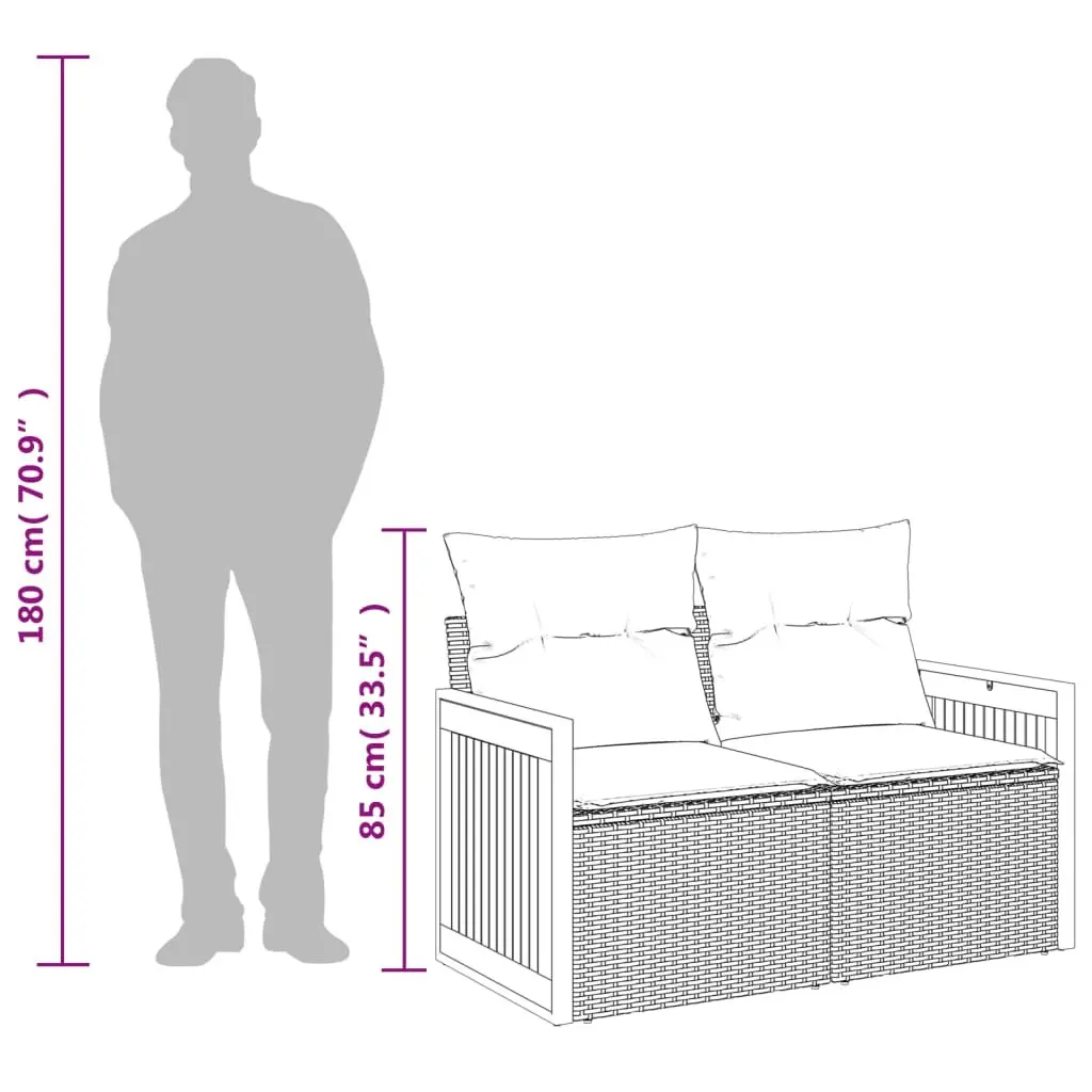 Garden Sofa 2-Seater Outdoor Seating Modular Patio Furniture Beige
