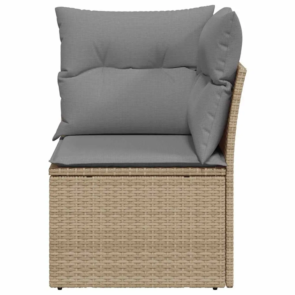 Garden Corner Sofa with Cushions Beige Poly Rattan Outdoor Sectional Seating Set