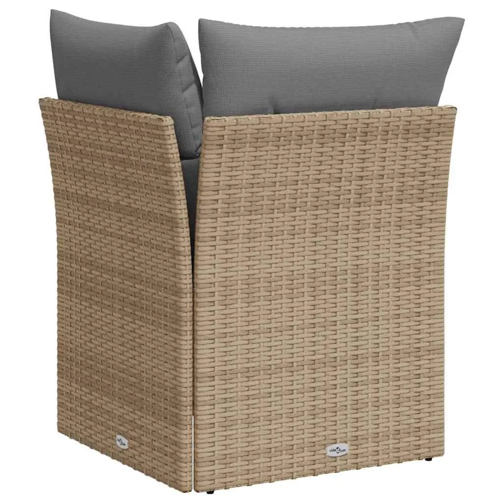 Garden Corner Sofa with Cushions Beige Poly Rattan Outdoor Sectional Seating Set