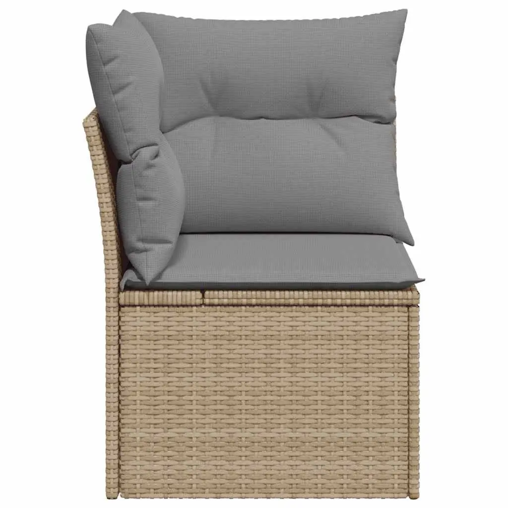 Garden Corner Sofa with Cushions Beige Poly Rattan Outdoor Sectional Seating Set