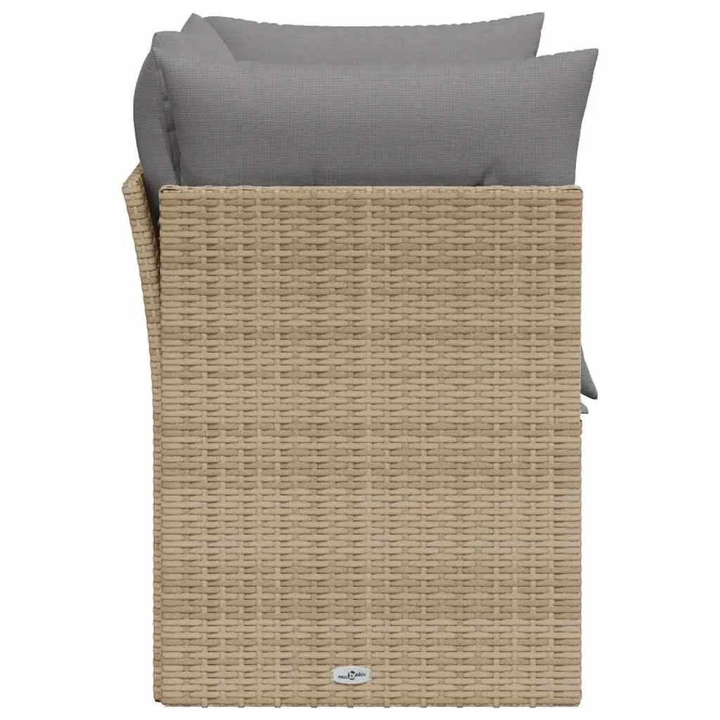2-Seater Garden Sofa Outdoor Seating Beige Poly Rattan with Storage Cushions